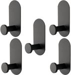 Towel Hooks[5 Pack] Stainless Steel Wall Hook,Robe Hooks,3M Adhesive Hooks,Waterproof Stainless Steel Hooks,for Hanging Coat, Hat,Towel Robe Hook Rack Wall Mount- Bathroom and Bedroom (Black-5M2)