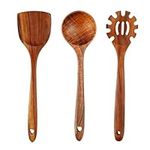 FJNATINH 3-Piece Teak Wooden Wok Sp
