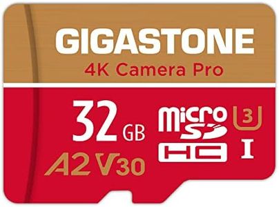 Gigastone 32GB Micro SD Card MicroSD A2 V30 UHS-I U3 C10, 4K UHD Video Recording, 4K Gaming, Read/Write 95/35 MB/s, with MicroSD to SD Adapter for Nintendo Dashcam Gopro Canon Nikon Camera Drone Wyze