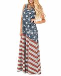 Spadehill Womens July 4Th Beach Flowy Summer Stars Stripes Maxi Tank Dress USA Flag XL