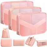 Yorelolo 8 Set Packing Cubes for Suitcases, Packing Cubes for Travel Accessories Travel Essentials, Luggage Organizer Bags With Clean Clothes and Dirty Clothes Separate (Pink)