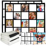 2 Pack 60"x50" Sublimation Blanks Throw Blanket with 20 Panel for Heat Press Custom Personalised Photos Printable Baby Flannel Blankets 3 PCS Pillow Cover Throws DIY Home Sofa Couch Bed