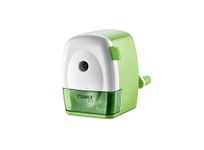 Dahle 133 Manual Standard and Oversized Pencil Sharpener - Adjustable Point, Shavings Cup, Mounting Clamp - for Home and Office Use - Green White