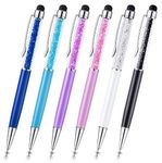 Besgoods 6-Pack 6PCS Crystal 2-in-1 Capacitive Styli Stylus Touch Ballpoint Pen for iPhone 6 (4.7)/6 Plus (5.5)/5/5s/5c/4s , iPad Mini /Air 2 , iPad 2/3/4 , Nexus 5/7, Samsung Galaxy Tab 4/3/2, Galaxy S5/S4, HTC One M8/M7 Kindle Fire, Kindle Paperwhite and other Touchscreen Devices-Sky Blue pink Purple Royal Blue Black White