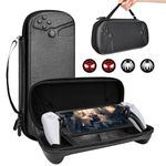 DLseego Carrying Case Accessories for PS5 PlayStation Portal, Portable Travel Case Protective PU Hard Shell Bag for PlayStation Portal Remote Player with Strong Handle & 4 PCS Thumb Grips Caps-Black