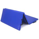 ProsourceFit Tri-Fold Folding Thick Exercise Mat 6’x4’ with Carrying Handles for Tumbling, Martial Arts, Gymnastics, Stretching, Core Workouts, Blue