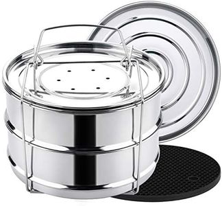 Aozita 3 Quart Stackable Steamer Insert Pans - Accessories for Instant Pot Mini 3 qt - Pot in Pot, Baking, Casseroles, Lasagna Pans, Food Steamer for Pressure Cooker, Upgrade Interchangeable Lids