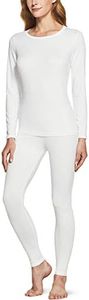 ATHLIO Women's Winter Thermal Underwear Long Johns Set, Top & Bottom for Cold Weather, Warm Base Layer LXS52-WHT_ X-Large