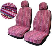 TAGMORE Pink Car Seat Cover Hippie Boho 4PCS Cute Western Accesories for Women Girls' GIF, Automotive Interior Covers Stripe Multi-Color Breathable, Universal fit for Sedan, Vans, Trucks, SUV