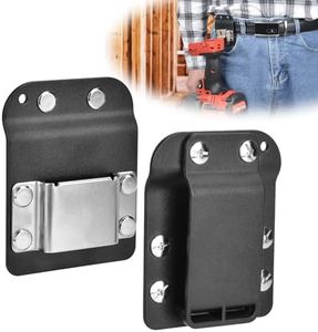 APDTEK Low-Profile Drill Belt Clip for Cordless Drill, Heavy-Duty Drill Belt Holder Hook Holster for Impact Driver, Nail Gun, Fits up to 2" Belt - Prevent Pocket Tearing, Black
