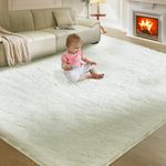 Ultra Soft Rug for Living Room, 8X10 Fluffy Shag Area Rug for Bedroom, Modern Shaggy Carpets Fuzzy Rug for Teens Dorm Nursery Home Decor Aesthetic, Upgrade Anti-Skid Durable, Cream White