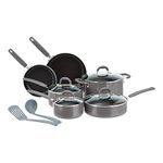 Amazon Basics Ceramic Non-Stick 12-Piece Cookware Set, Grey - Pots, Pans and Utensils