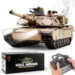 BESTYMXY RC Tanks US M1A2 Abrams Army Tank, HengLong 1: 16 2.4ghz M1A2 Abrams Main Battle Tank Model, Remote Control Tank Vehicles with Sound & Light for ages 14+