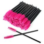 SWKJ 60 PCS Disposable Eyelash Brushes, Eyebrow Spoolies, Mascara Wands Applicator Lash Brushes Castor Oil Brush Cosmetic Makeup Tools (Rose Red)