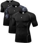 Milin Naco Men Compression Shirts Short Sleeve Tops -Sports Workout Running Cold Gear Cool Dry Fit Gym Athletic Baselayer - Athletic Black/Black/Camo Black XX-Large