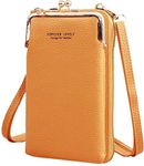 SYGA Women Phone Bag Ladies Wallet PU Leather Cell Phone Purse Mini Shoulder Bag with Strap Card Slots (Yellow, Forever Lovely)