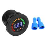 12V LED Digital Voltmeter, Waterproof 12V DC Voltmeter Battery Voltage Meter Gauge Round Panel for Boat Marine Vehicle Motorcycle Truck ATV UTV Car Camper Caravan 12v battery meter
