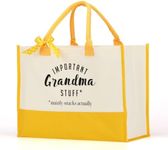 Grandma Gifts Gifts Ideas for Grandma Canvas Cotton Tote Bag Best Grandma Gifts New Grandma Gifts for Women Abuela Female Lady Birthday Christmas Reusable Beach Bag Travel Bag Shopping Bag Pink Yellow