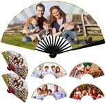 Custom Folding Fans with Your Photo Personalized Handheld Fans with Bamboo Frames for Dancing Cosplay Wedding Party Props Decoration 10.6 inches Black