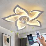 Dalouguan Flush Mount Ceiling Fan with Lights, 25" White Ceiling Fan with Light Remote Control, 6 Speeds 3 Light Color Low Profile Ceiling Fan for Kitchen Bedroom