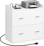 YITAHOME 2 Drawer Filing Cabinet with Charging Station Printer Stand Storage Vertical File Cabinets for Home Office Living Room