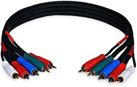Monoprice 1.5ft 22AWG 5-RCA Component Video/Audio Coaxial Cable (RG-59/U) - Black