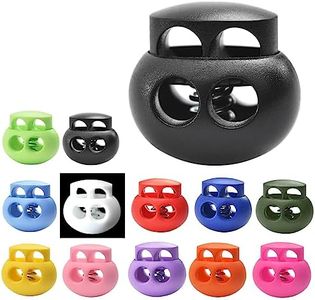 30pcs Assorted Colors Plastic Spring Cord Lock for Drawstring Replacement, Paracord Lock Elastic Shoeslace Toggles Stopper Gloves Backpack String Lock Fastener Slider Cord End Clasp Double Hole