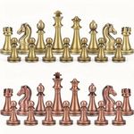 LuckyWish Staunton Weighted Metal Chess Pieces Chessmen with 2.6 Inch King Felted 2 Extra Queens Chess Pieces Only, No Board