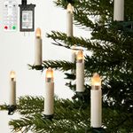 50 Pcs Christmas Flameless Candles Lights, 2022 New Candle Lights with 3 Color & 10-Mode Remote Control, 3D Flickering LED Candle String Lights for Christmas Trees, Fireplaces, Church, Wedding