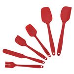 FUKTSYSM Silicone Spatula - New 6 Pcs Silicone Spatula 446°F Heat Resistant Seamless Rubber Spatulas with Stainless Steel Core Kitchen Utensils Non Stick for Cooking, Baking and Mixing (Red)