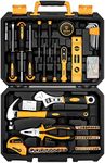 DEKO 100 Piece Home Repair Tool Set,General Household Hand Tool Kit with Plastic Tool Box Storage