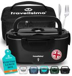 TRAVELISIMO Heated Lunch Box 100W Electric Lunch Box Food Heater 1.5L Self Heating Lunchbox for Travel & Office, 12V/24V/230V Heated Lunch Boxes for Adults Stainless Steel Car Electric Lunchbox