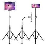 Elitehood Metal iPad Tripod Stand & Adjustable 72"Gooseneck iPad Stand and Holder, Heavy Duty Aluminum Floor iPad Stand for iPhone, iPad Mini, iPad Air, iPad Pro and All 4.7-13 inch Tables and Phones