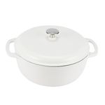 Amazon Basics Enameled Cast Iron Round Dutch Oven with Lid and Dual Handles, Heavy-Duty & Large, 7.3-Quart, Matte White