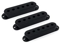 Vintage Forge Black Plastic Single Coil Pickup Covers for Fender Stratocaster Strat Electric Guitar (Set of 3) PCST-BLK