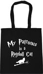 Hippowarehouse My Patronus Is A Ragdoll Cat Tote Shopping Gym Beach Bag 42cm x38cm, 10 litres