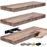 Sorbus Floating Shelves for Wall - Set of 3 Rustic Wood Wall Shelves for Living Room, Kitchen, Bedroom, Bathroom Storage - 16" Book Shelf for Wall Decor, Home Decor, Farmhouse, Frames & Trophy Display