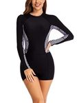 Women's One Piece Long Sleeve Rash Guard UV Protection Floral Printed Surfing Suit Boyshort Swimsuit Bathing Suit