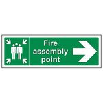 V Safety 17022BJ-R2 Fire Assembly Point Arrow Right Sign - Landscape - 450mm x 150mm - 2mm Rigid Plastic