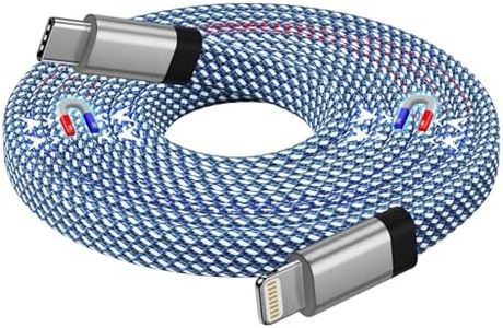 Magtame Magnetic iPhone Charger Cable 1.5M, USB C to Lightning Cable MFi Certified, Nylon Braided Cable Fast Charging Compatible with iPhone 14/13/12/11 Pro Max/XS MAX/XR/XS/X/8/7/Plus/SE Flat Blue