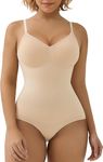 SHAPERX Bodysuit for Women Tummy Control Shapewear Seamless Shaping Briefs Body Shaper Tank Top, UK-SZ5213-Beige-L/XL