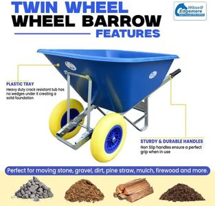 Equimed Extra Large Garden Wheelbarrow – 200L Plastic, Puncture-Proof Wheels, Blue/Yellow