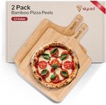 Slyced Set of 2 Bamboo Pizza Peel 12 Inch | Restaurant Grade Wood Pizza Peels | Pizza Paddles Compatible With Ooni, Gozney and Solo Stove Pi Pizza Ovens | Wooden Pizza Cutting Board with Handle