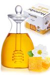 Hunnibi Handmade Honey Jar with Dipper, Glass Made Honey Dipper and Honey Pot - Honey Dispenser