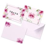 Rousrie Pack of 24 Thank You Cards with Envelopes, Stylish Floral Printed ,Tented, Perfect for: Wedding, Bridal Shower, Baby Shower, Birthday,return gifts, small business, or just to say Thanks! 6x4 Folded