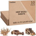 23.5"x11.75"x1/8" Trotec MDF Wood Sheet 10-Pack - Furniture-Grade, Laserable & Engravable, Smooth Finish, High-Density Fiber, Perfect for Detailed Cutting, Model Making & Crafts