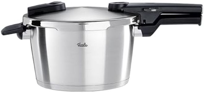 Fissler Vitaquick Premium 4.8 Quart Stovetop Pressure Cooker, Cooks Up to 70% Faster, Three-Level Safety System, 18/10 Stainless Steel, Compatible with Induction, Gas, Electric Cooktops