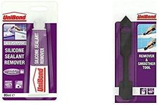 Unibond Silicone Sealant Remover, Effective Sealant Remover for Thorough Removal, 1 x 80 ml & Sealant Remover and Smoother Tool, Easy-to-Use Sealant Finishing Tool, 2-in-1 Plastic Sealant Tool, Black