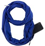 World of Scarfs Hidden Zipper Secret Pocket Scarf Snood Wrap (Blue)