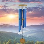 UpBlend Outdoors Wind Chimes for Outside - 29" Blue Wind Chime Outdoor, Zen Garden Chimes for Outdoors, Tin Windchime, Decor Windchimes for Mom, Grandma, Gifts for Her